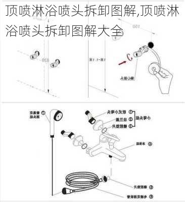 顶喷淋浴喷头拆卸图解,顶喷淋浴喷头拆卸图解大全