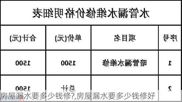 房屋漏水要多少钱修?,房屋漏水要多少钱修好