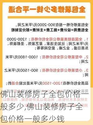 佛山装修房子全包价格一般多少,佛山装修房子全包价格一般多少钱