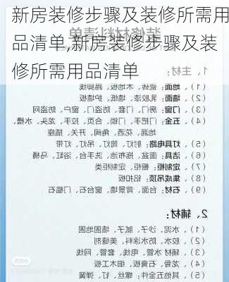 新房装修步骤及装修所需用品清单,新房装修步骤及装修所需用品清单