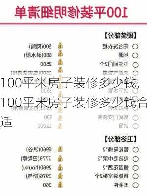 100平米房子装修多少钱,100平米房子装修多少钱合适