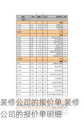 装修公司的报价单,装修公司的报价单明细