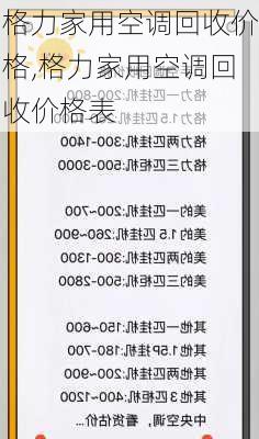 格力家用空调回收价格,格力家用空调回收价格表